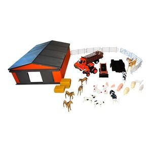 Kubalt Toy Farm Playset w/Barn Animals Tractor Trucks & Fence Plastic Great Gift